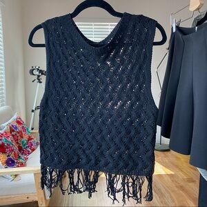 Black crochet vest top - size large